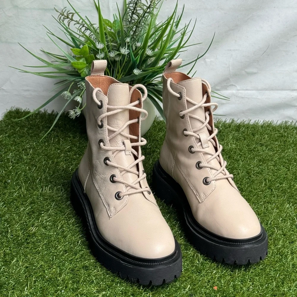 Madewell Rayna Lace-up Lug sole boots I leather - harvest moon Size 6.5 - Picture 4 of 12